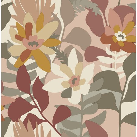 MANHATTAN COMFORT Preston Koko Rose Floral 33 ft L X 205 in W Wallpaper BR4014-26455